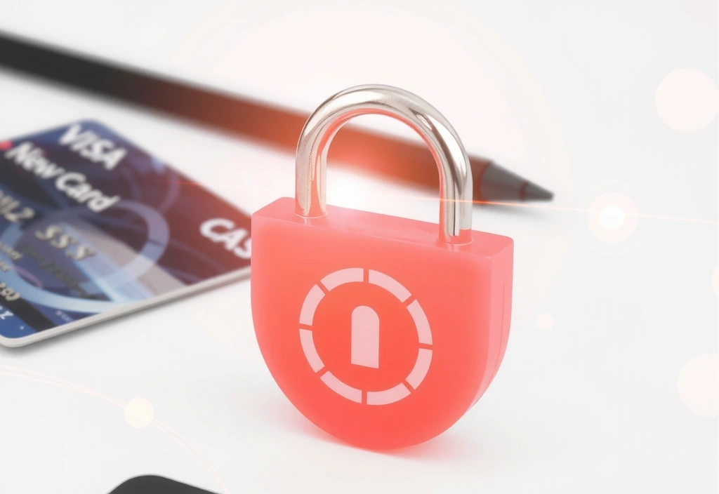 Secure online payment process with credit card and padlock icon